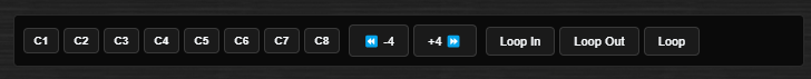 Hot cue buttons C1 through C8 below the waveform