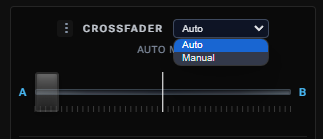 Crossfader panel with Auto and Manual mode dropdown